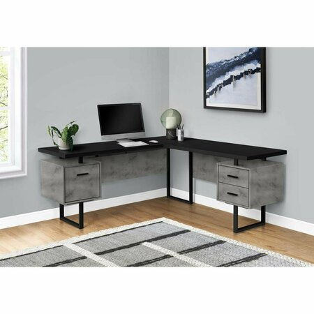 DAPHNES DINNETTE 70 in. Left & Right Metal Computer Desk Black Concrete - Black DA3067003